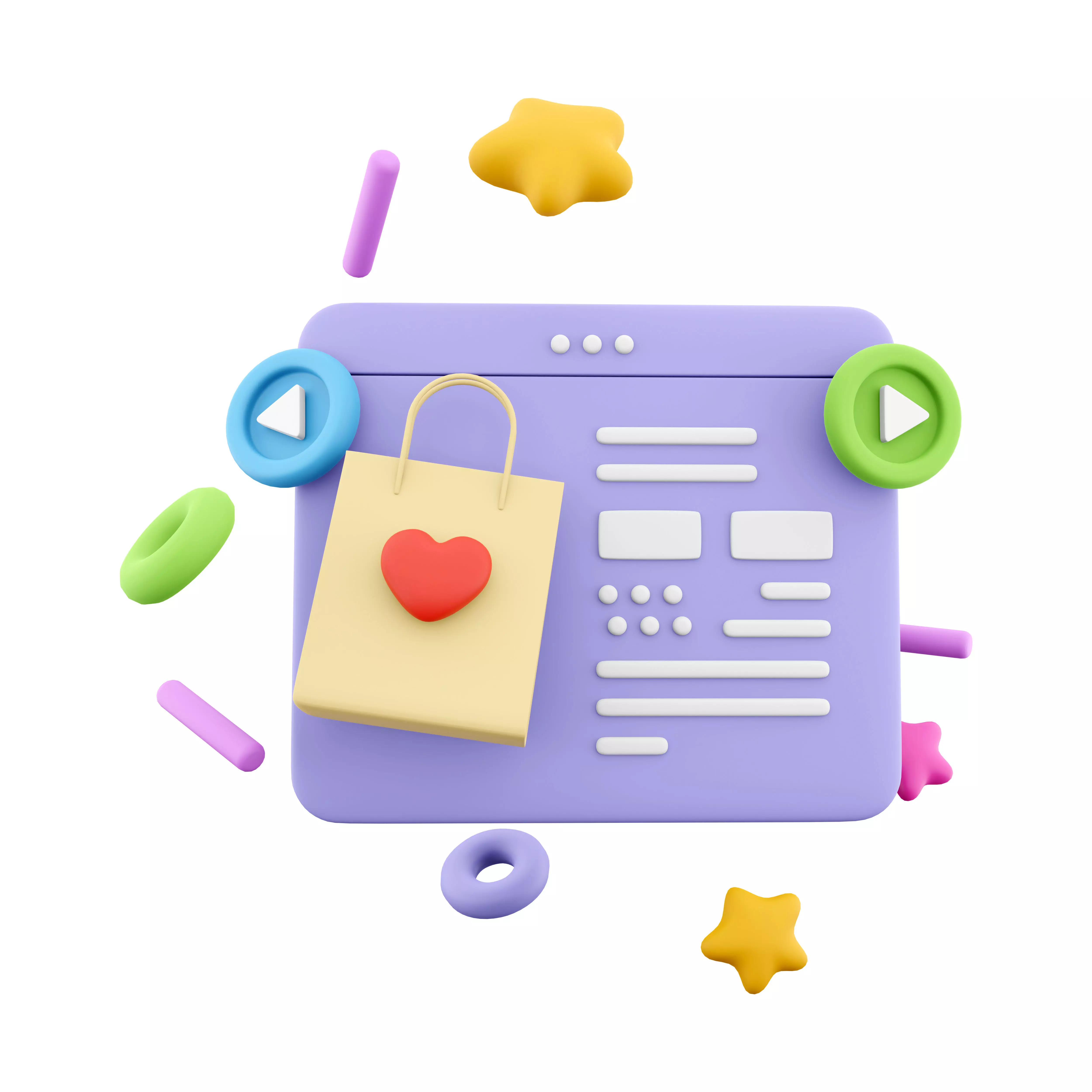 3d website for online shopping icons 3D model