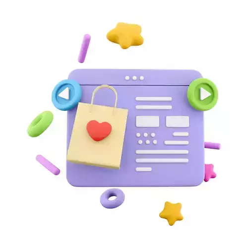 3d website for online shopping icons 3D model