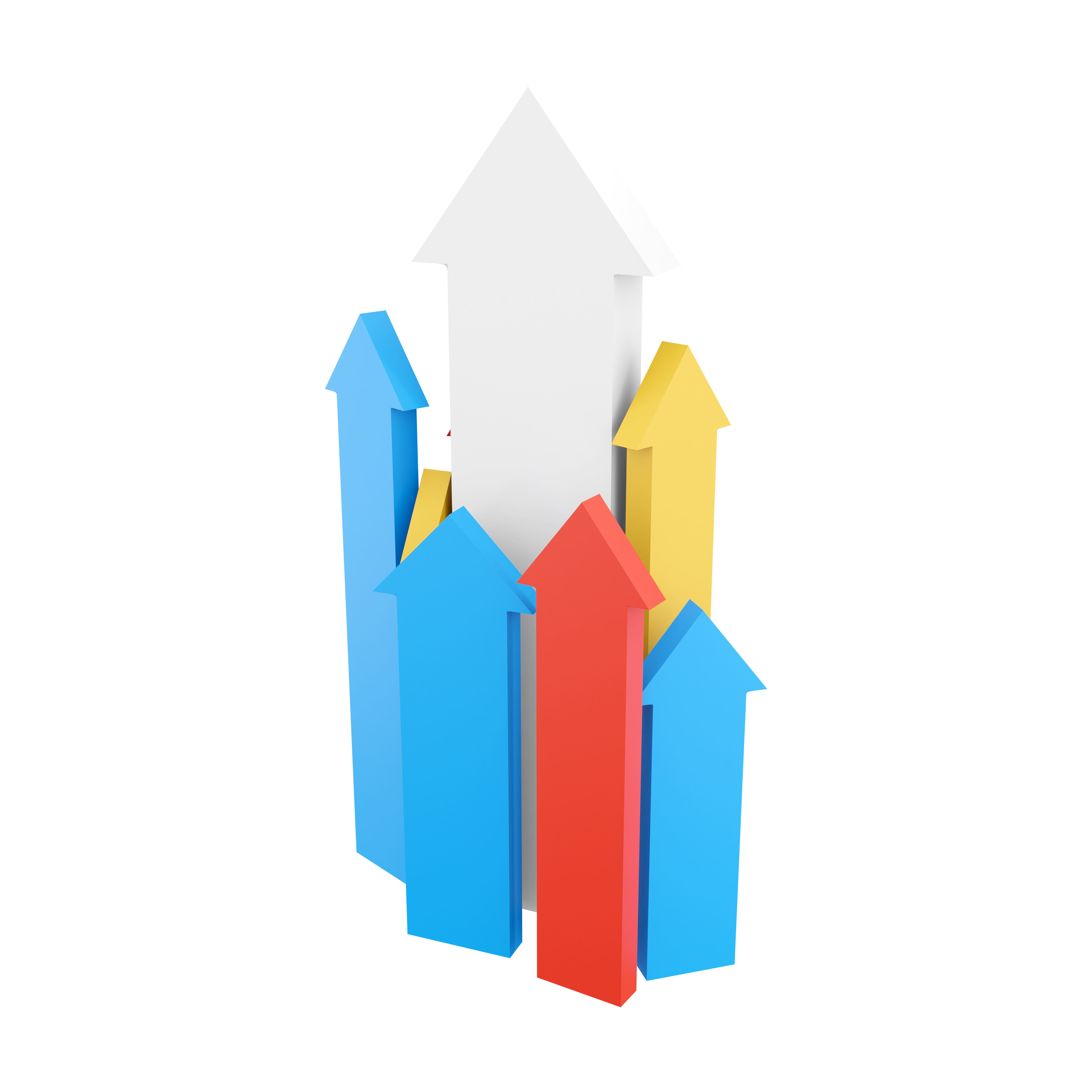 3d rendering arrows directed upwards as success icon 3D model_3
