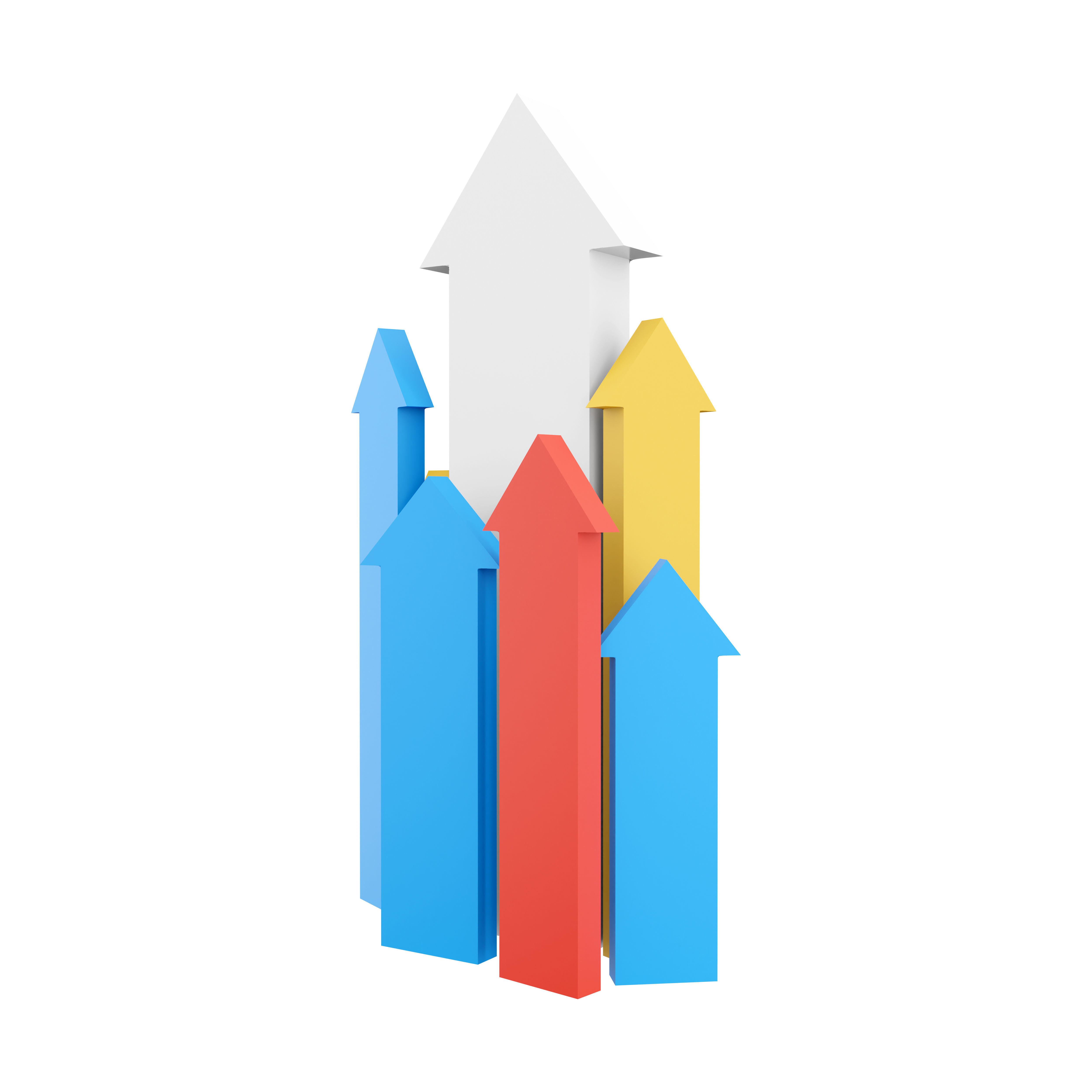 3d rendering arrows directed upwards as success icon 3D model_5