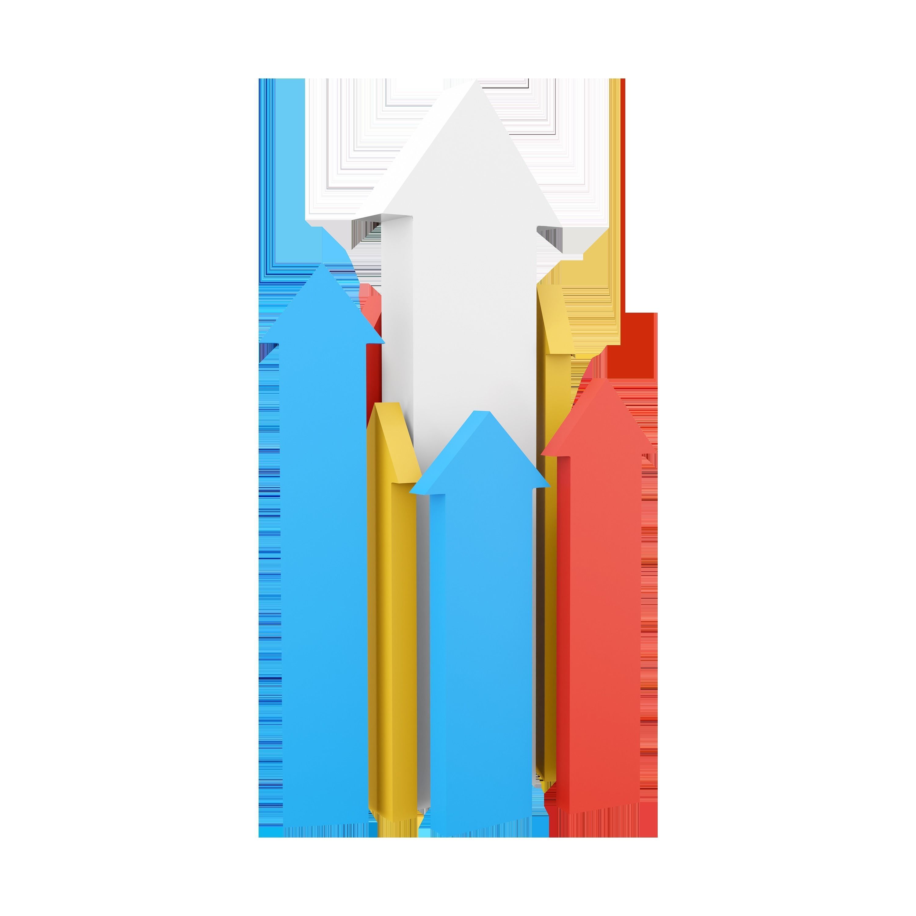 3d rendering arrows directed upwards as success icon 3D model_1