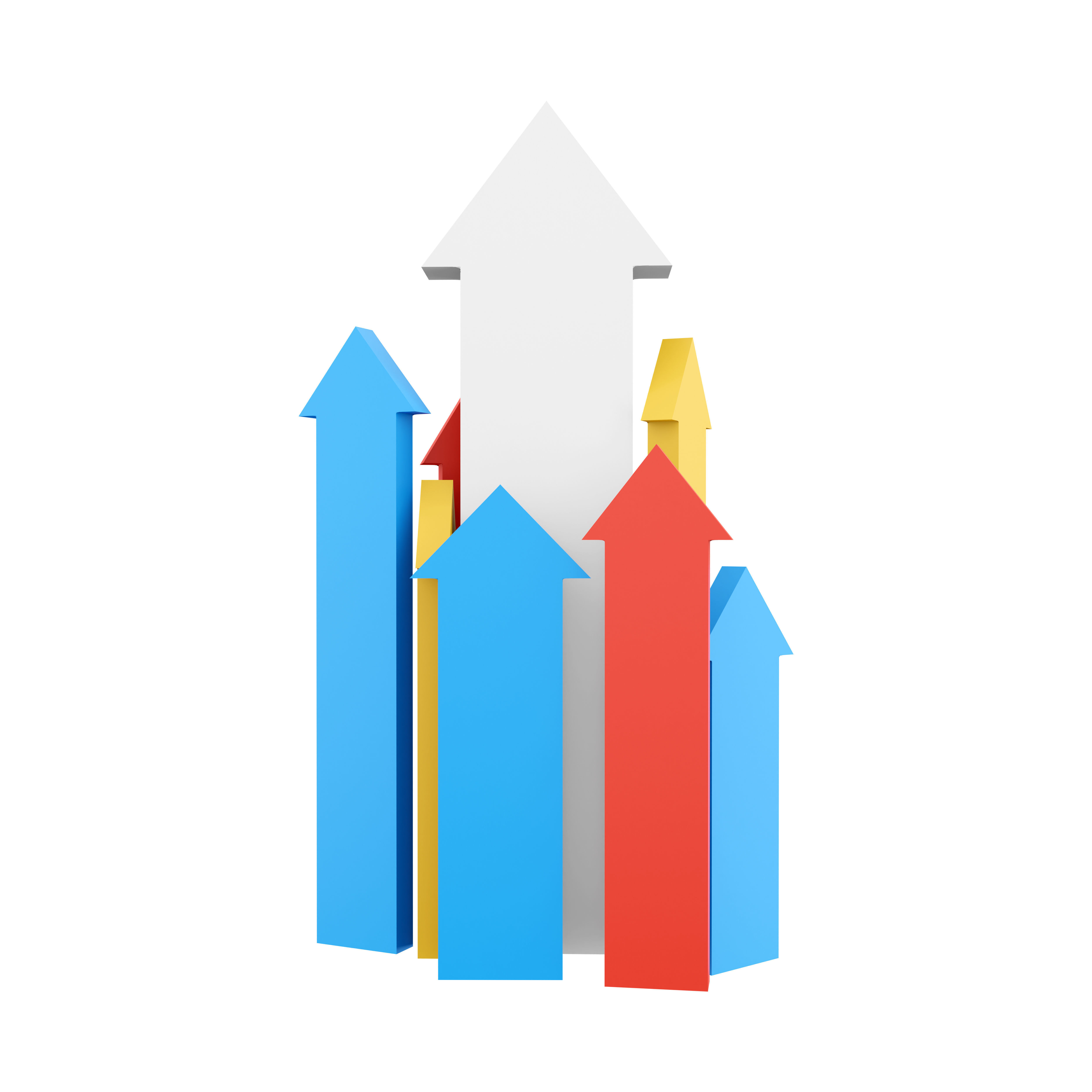 3d rendering arrows directed upwards as success icon 3D model_4