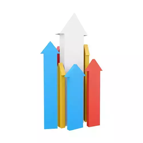 3d rendering arrows directed upwards as success icon