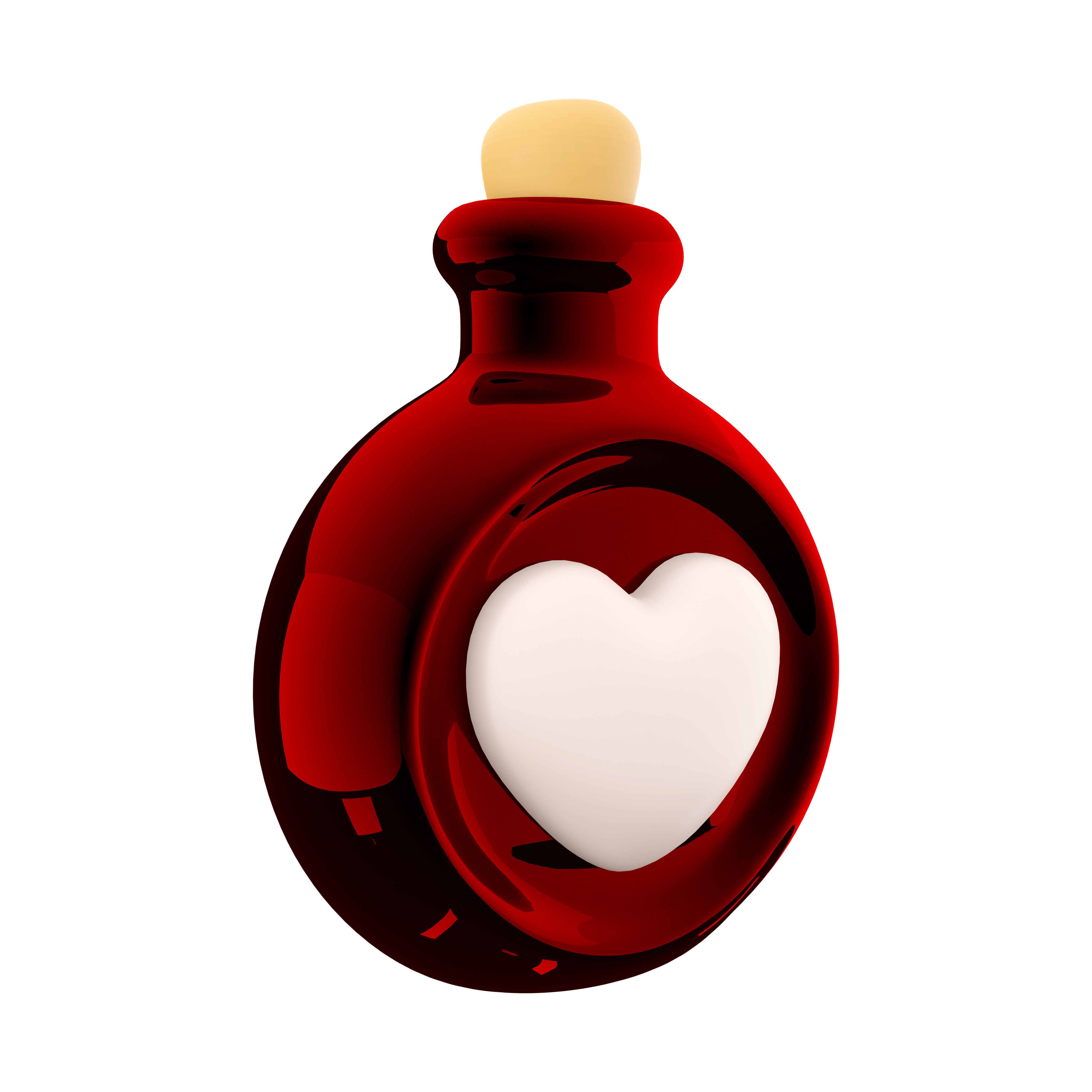 3d  red bottle with love potion icon 3D model_6