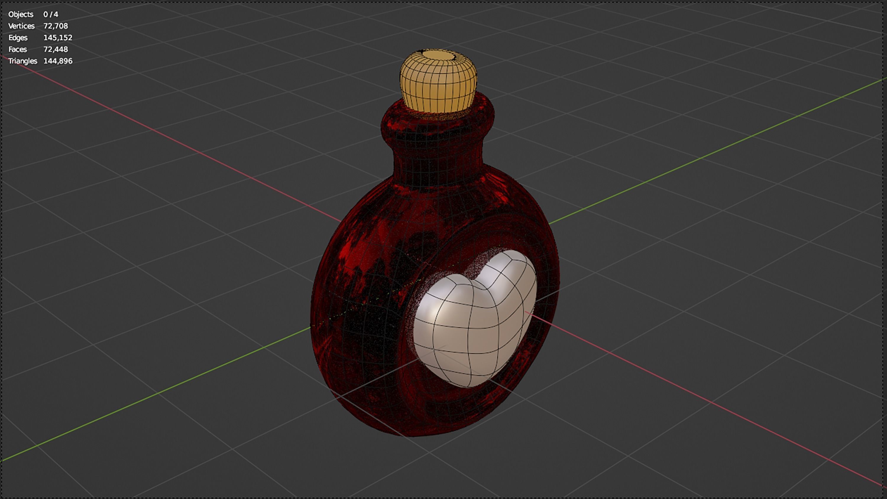 3d  red bottle with love potion icon 3D model_5