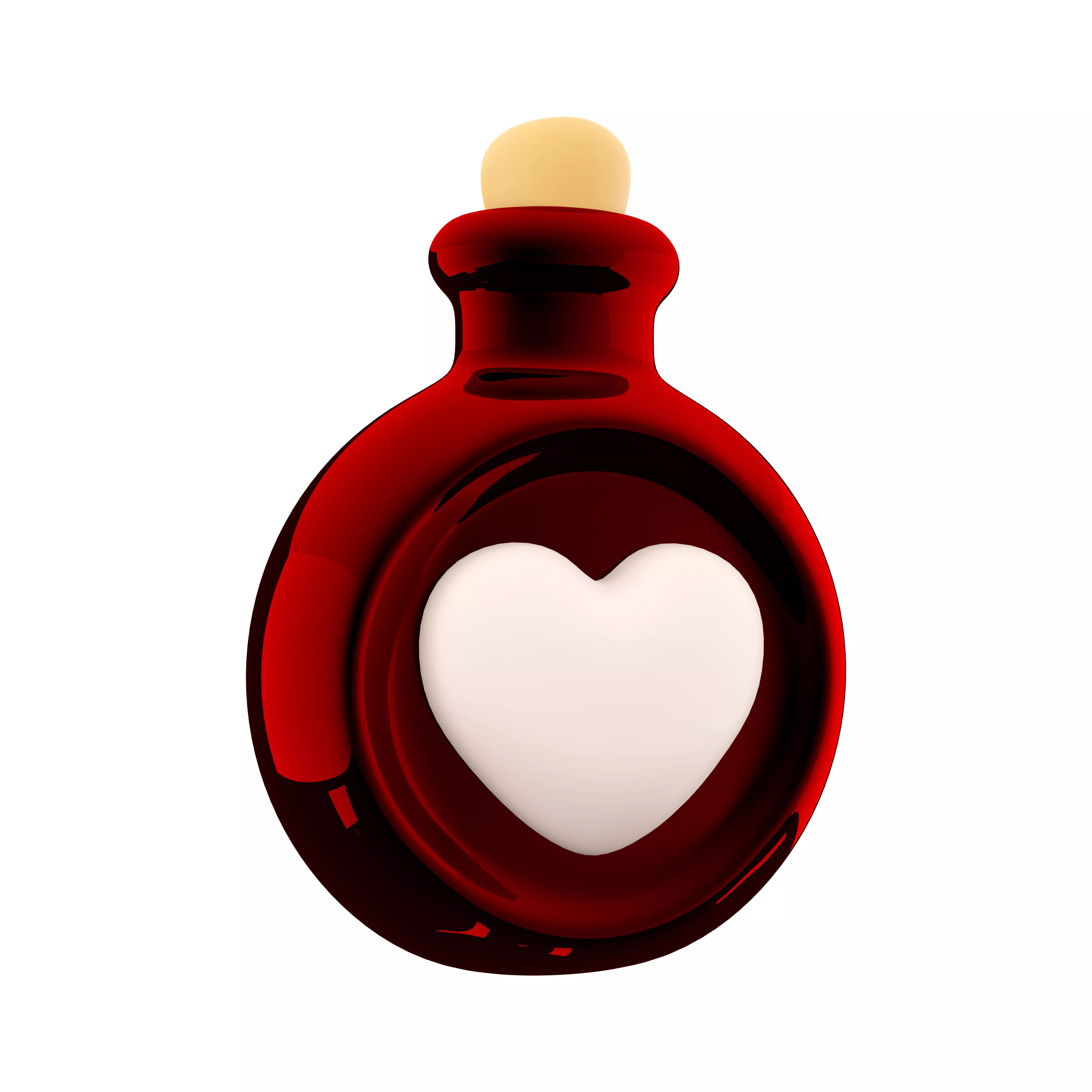 3d  red bottle with love potion icon 3D model_0