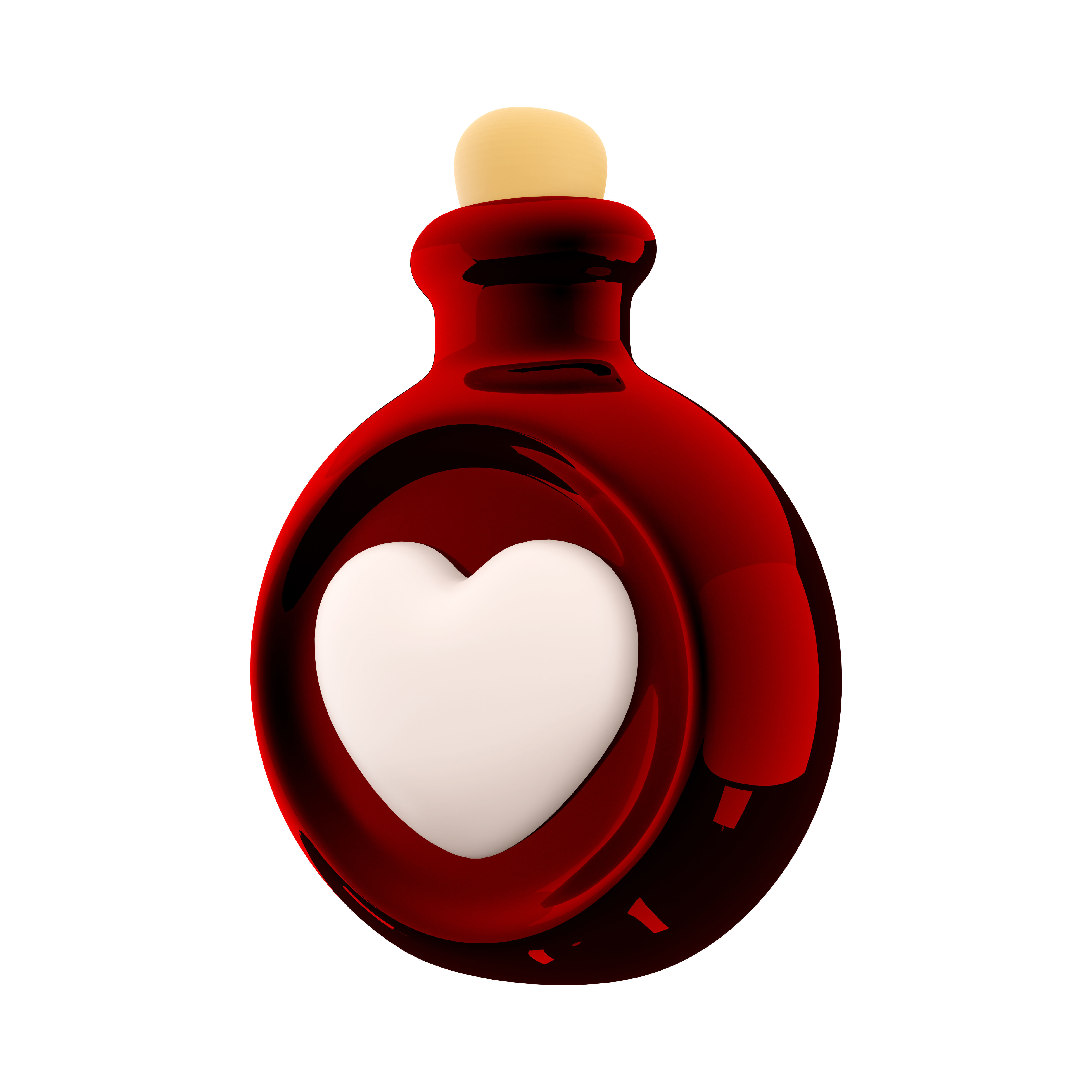 3d  red bottle with love potion icon 3D model_3