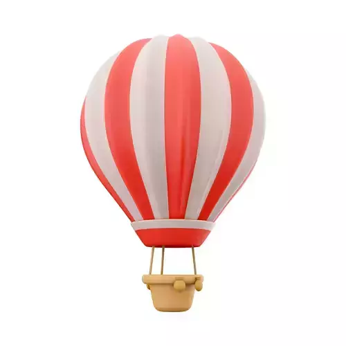3d hot air ballon with red and white stripes icon 3D model