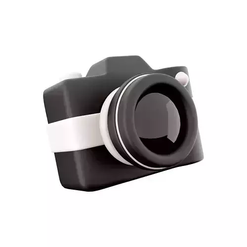 3d  photo camera with lens and button icon