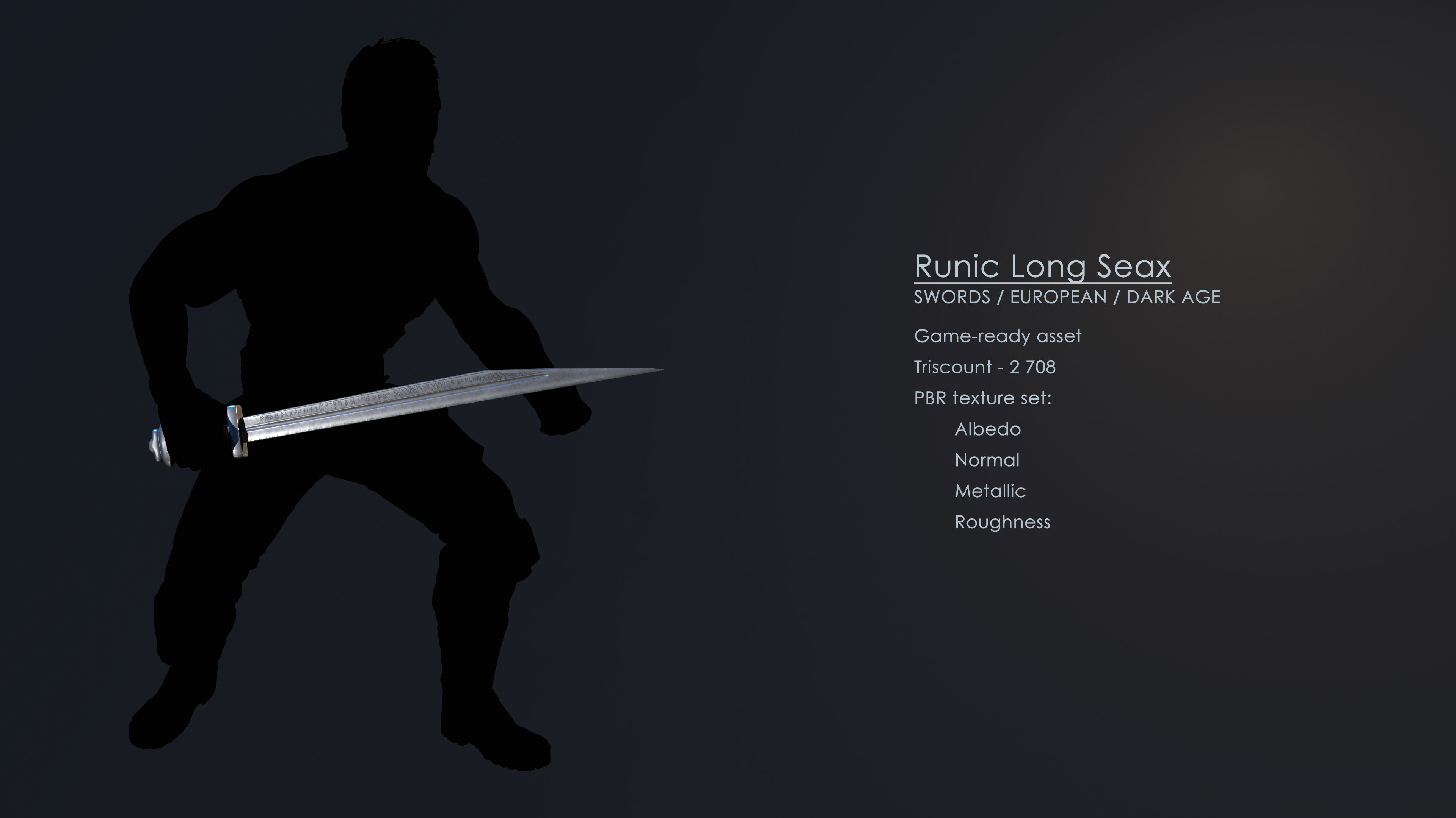Runic Long Seax Low-poly 3D model_6