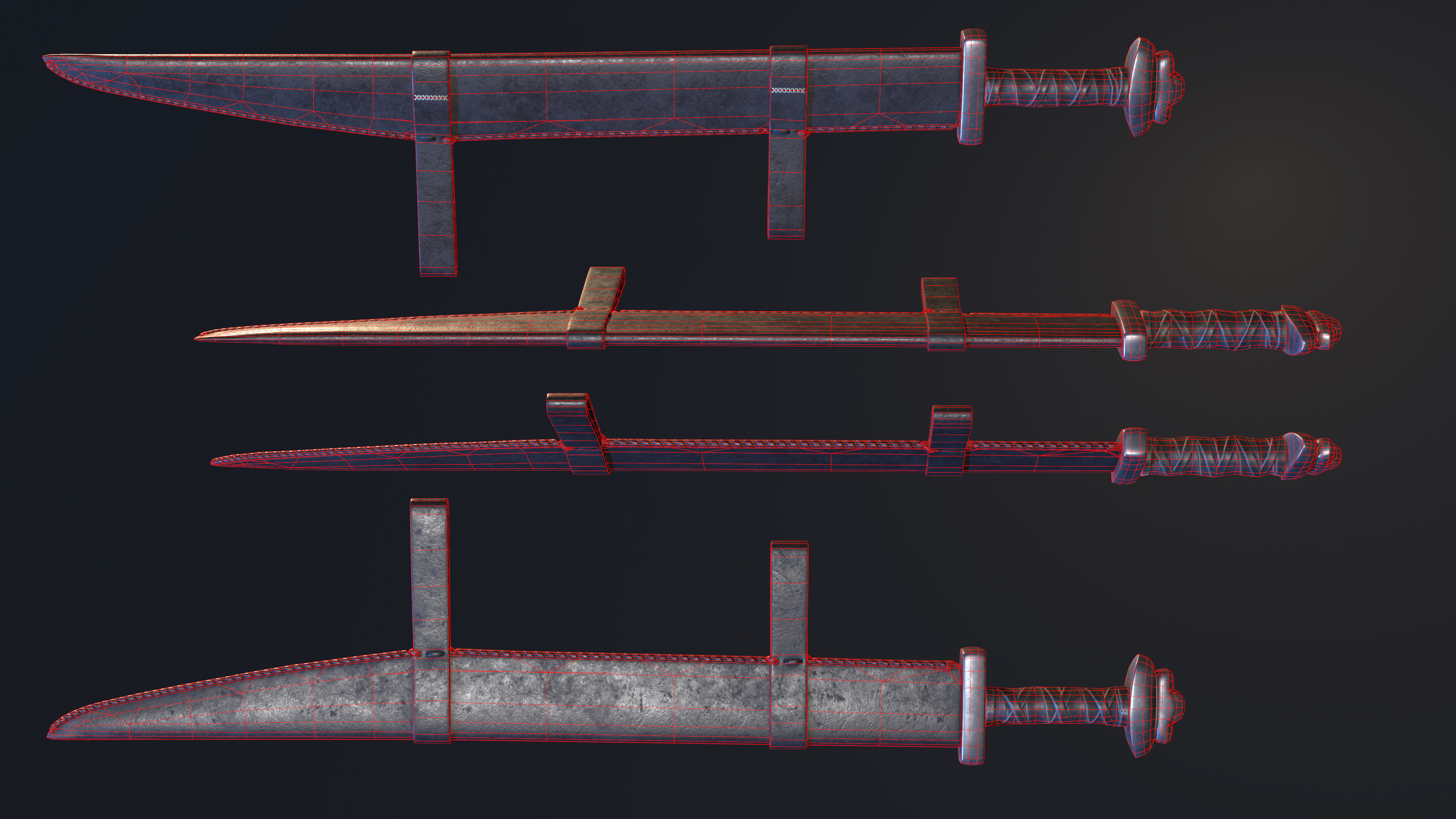 Runic Long Seax Low-poly 3D model_8