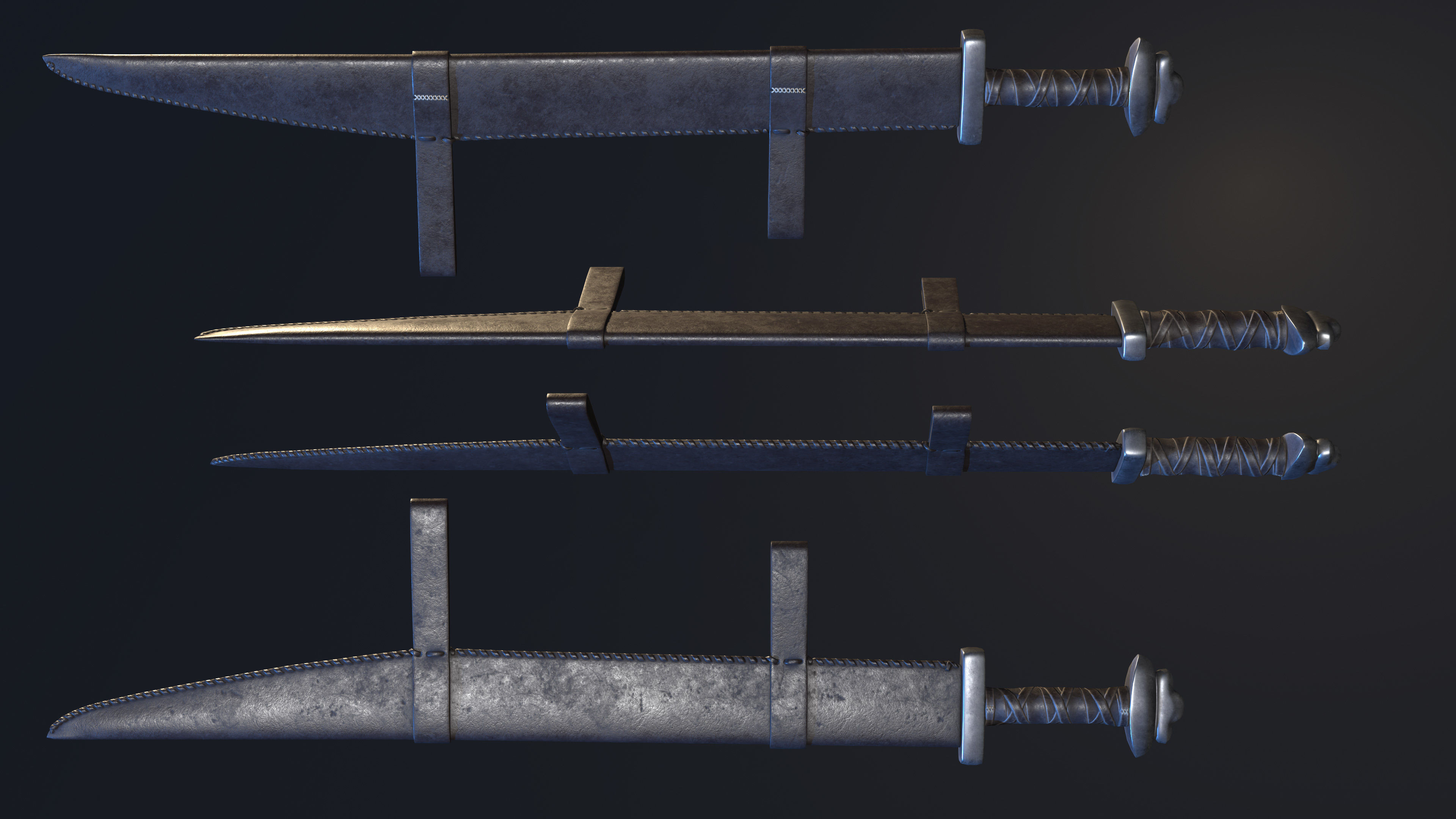 Runic Long Seax Low-poly 3D model_7