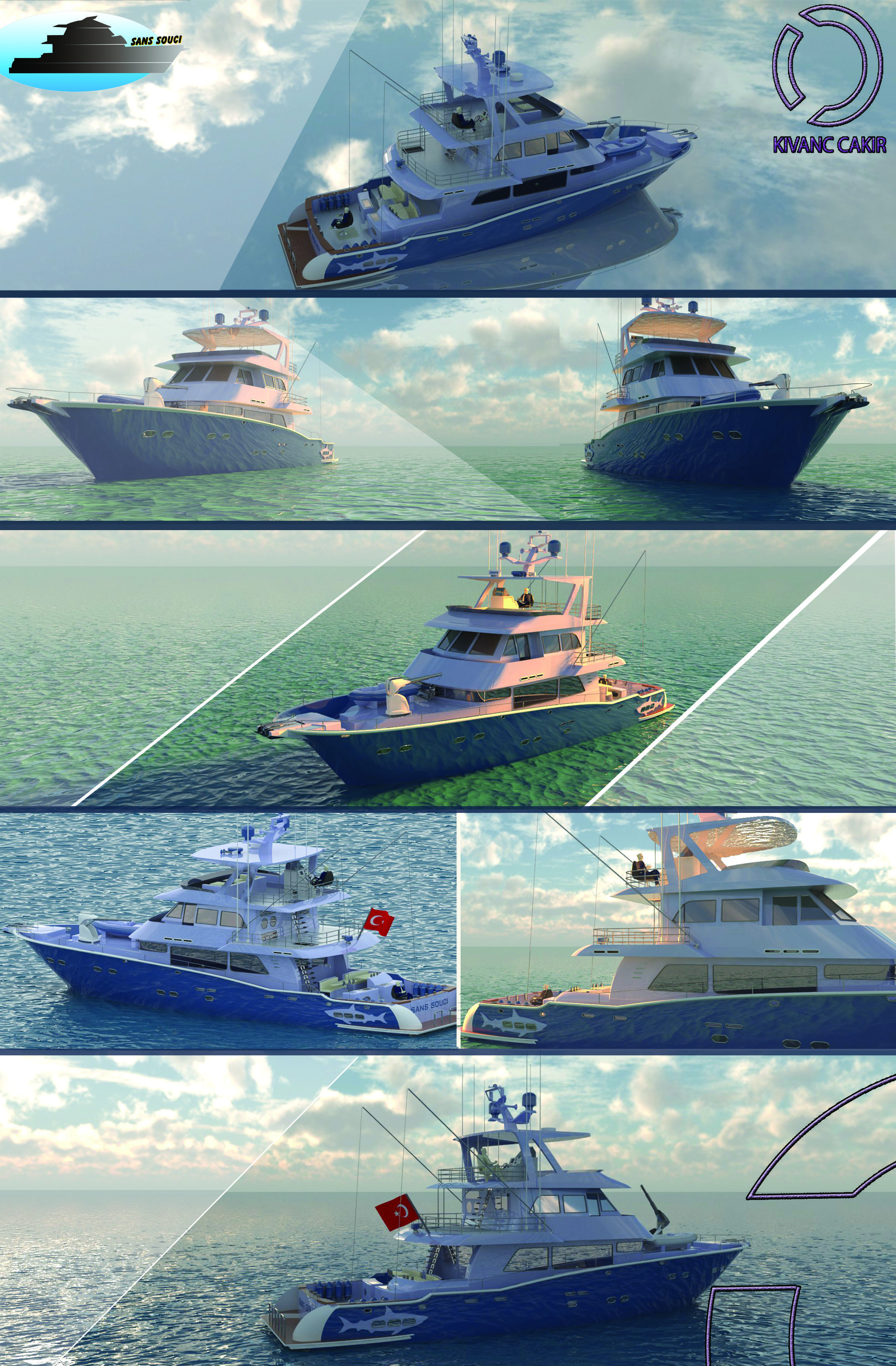 Yacht fishing boat 3D model_5