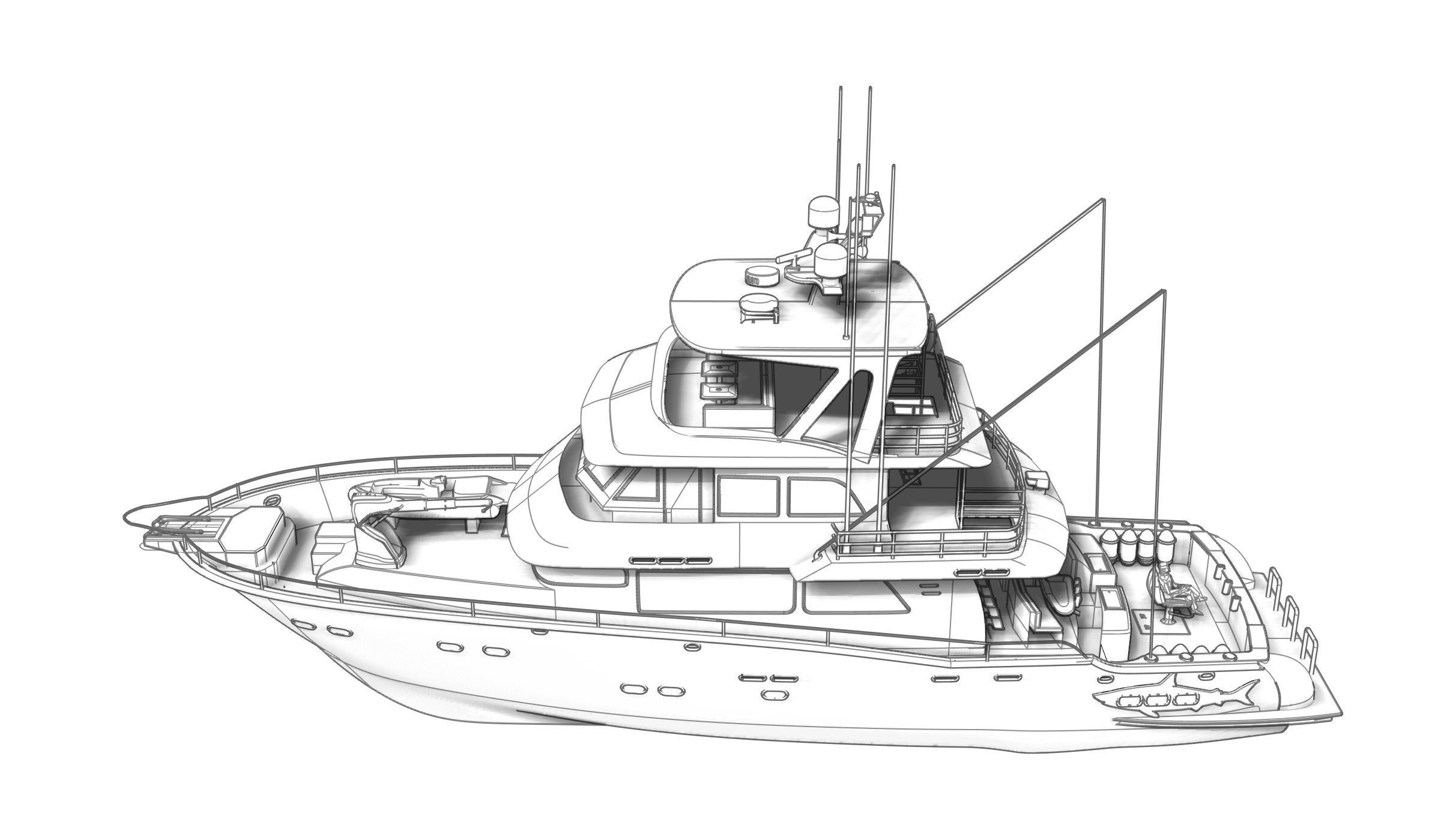 Yacht fishing boat 3D model_10