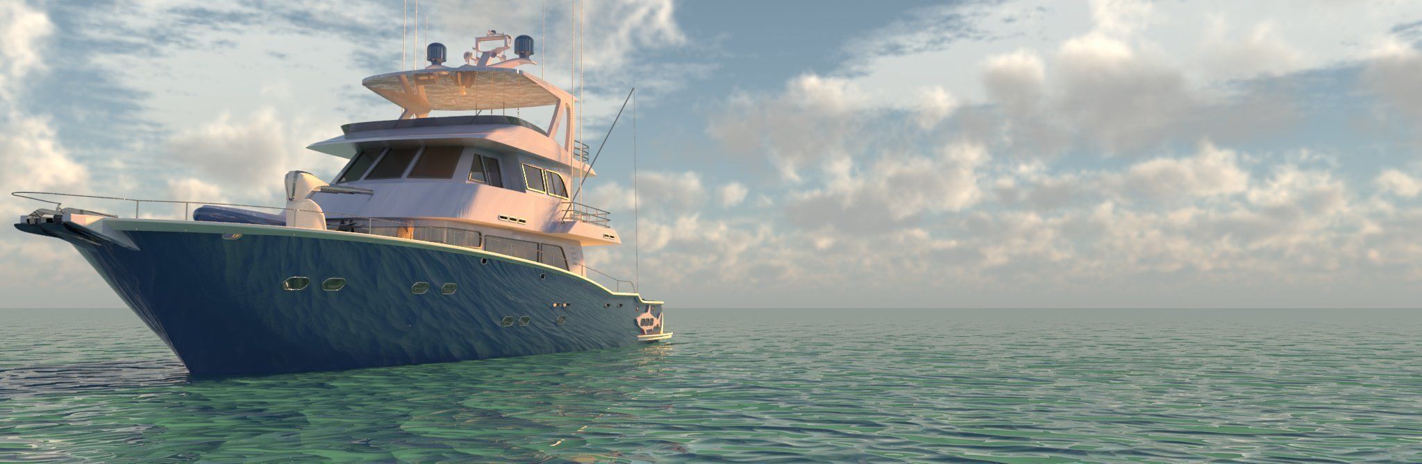 Yacht fishing boat 3D model_4