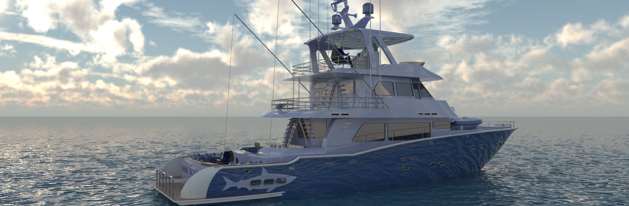 Yacht fishing boat 3D model_1