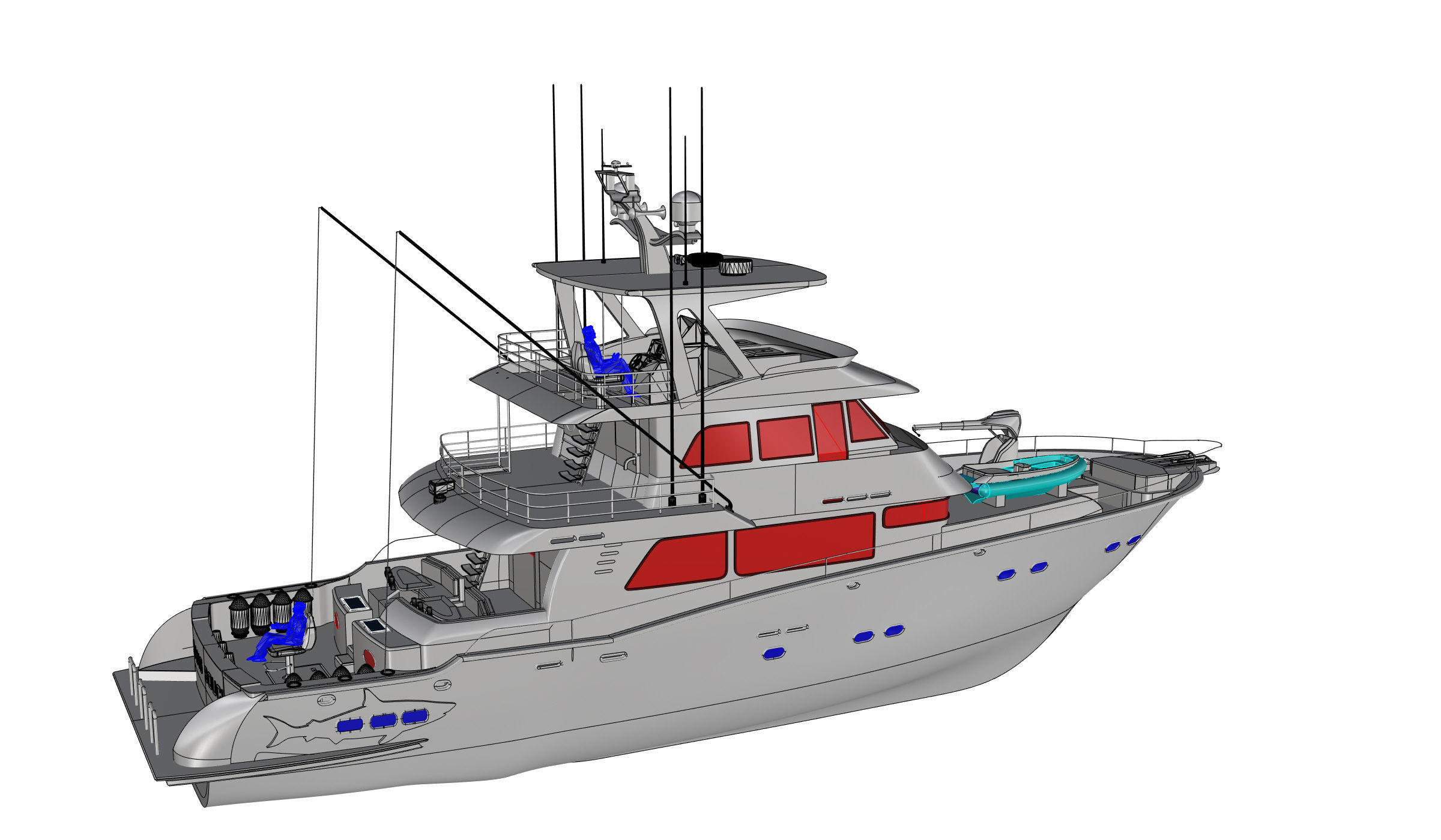 Yacht fishing boat 3D model_7
