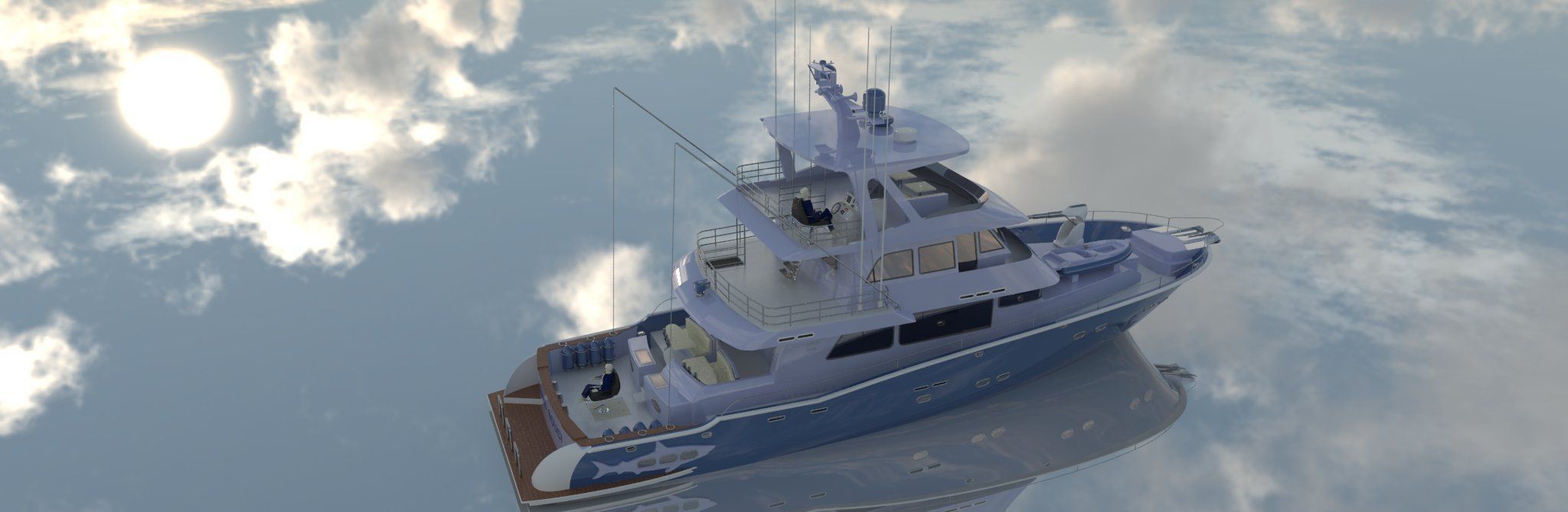Yacht fishing boat 3D model_2