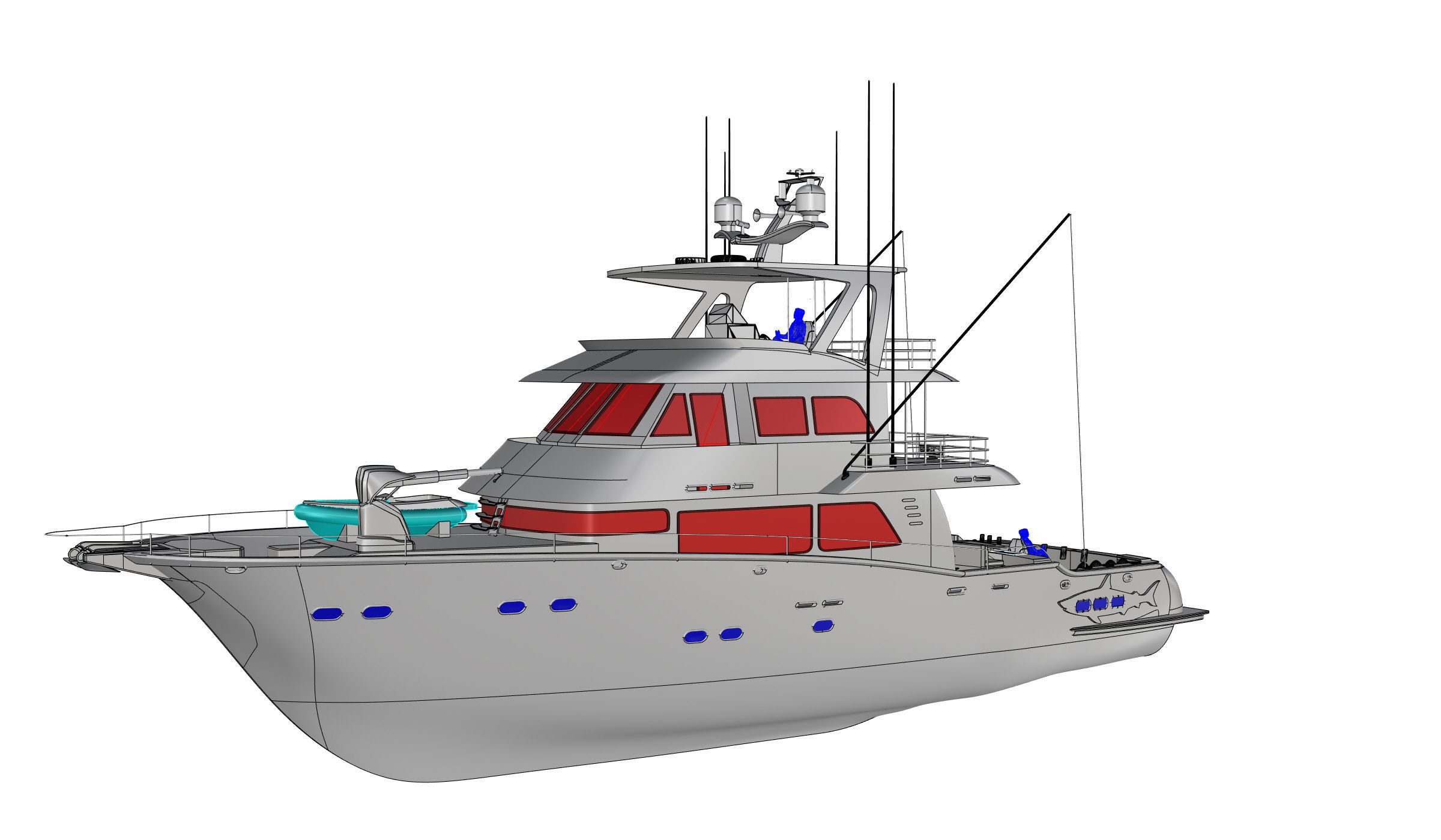 Yacht fishing boat 3D model_9
