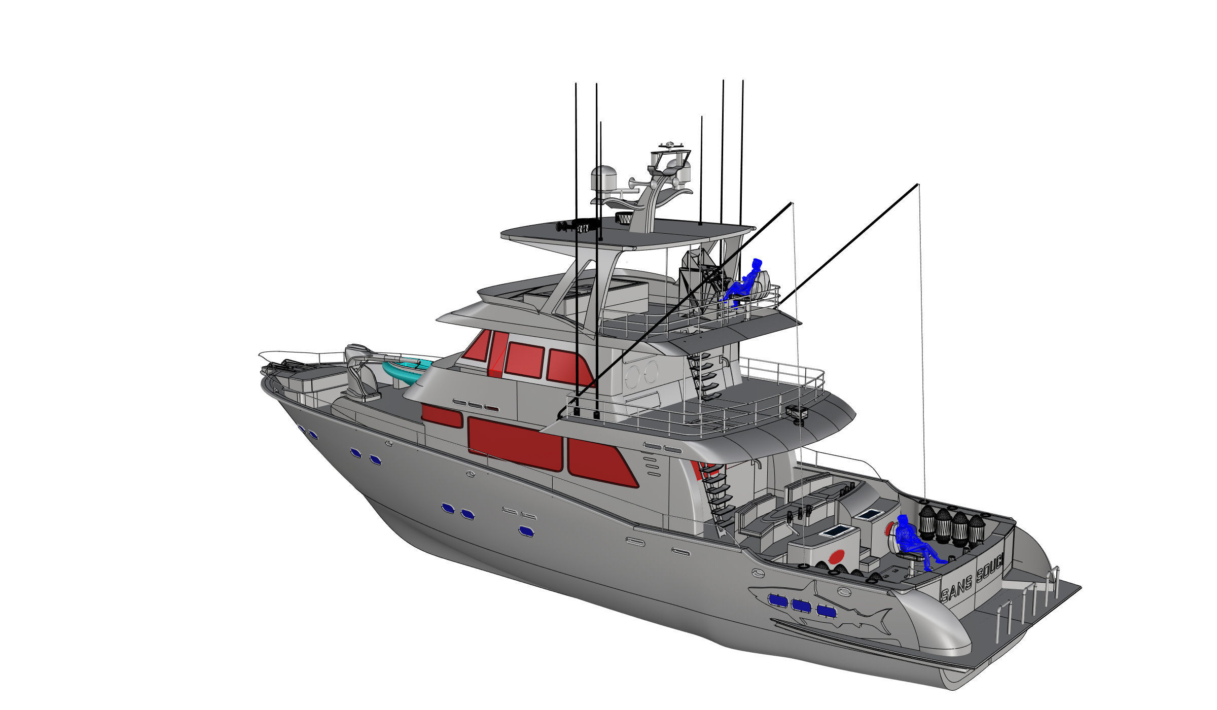 Yacht fishing boat 3D model_12