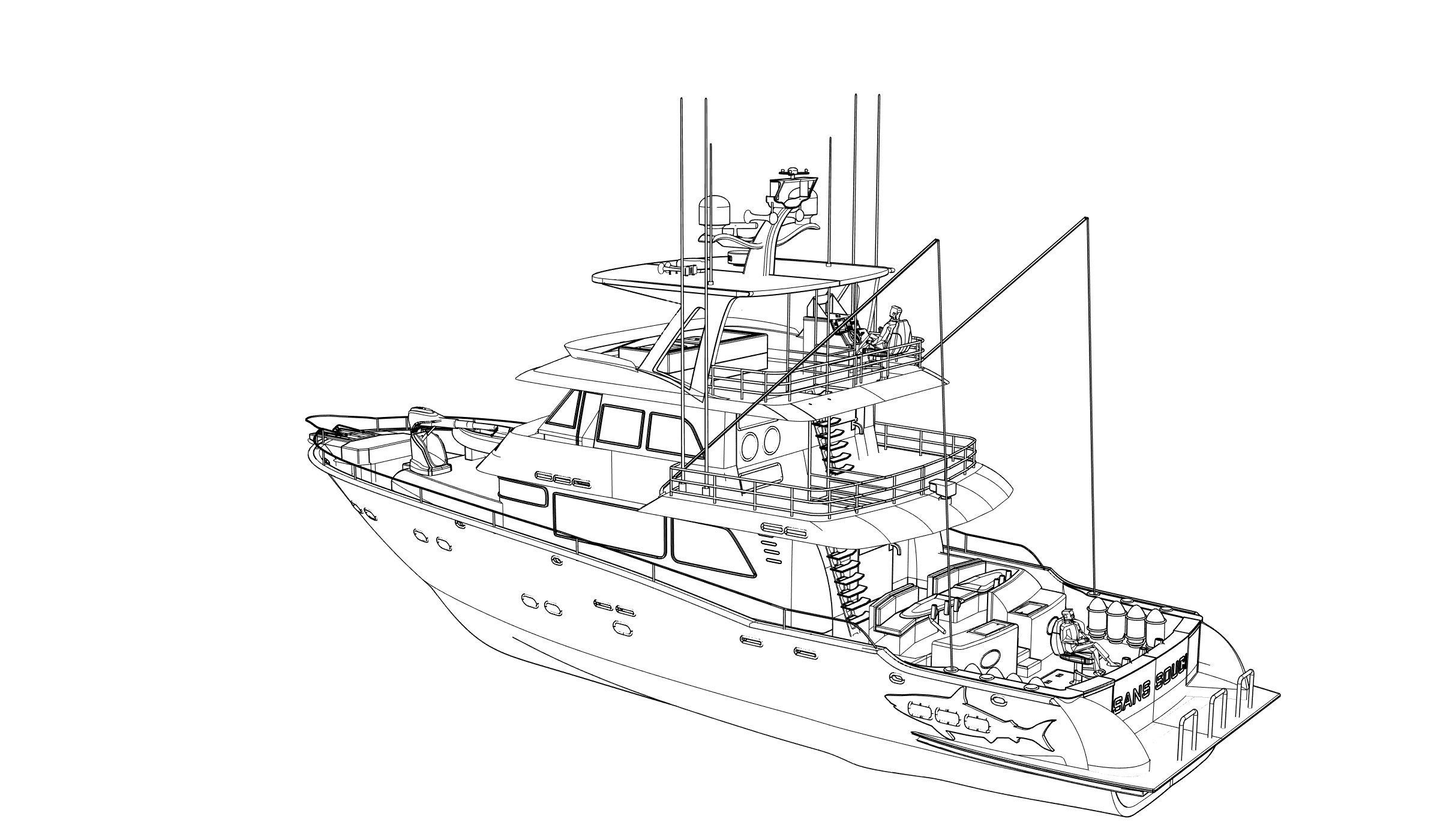 Yacht fishing boat 3D model_11