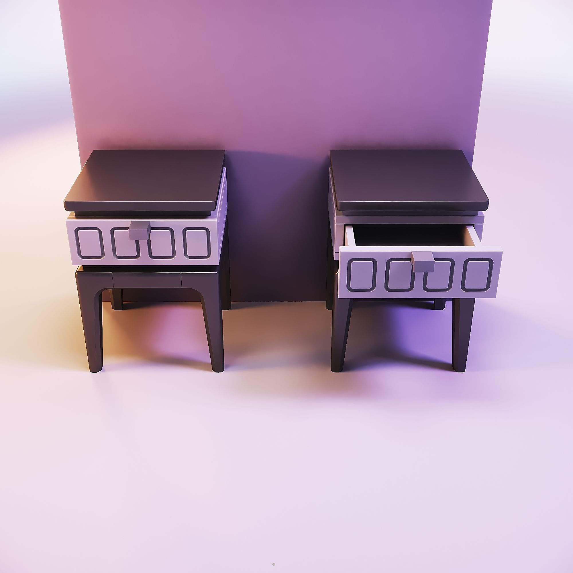 Miniature dollhouse furniture bedside table 3D print model_2