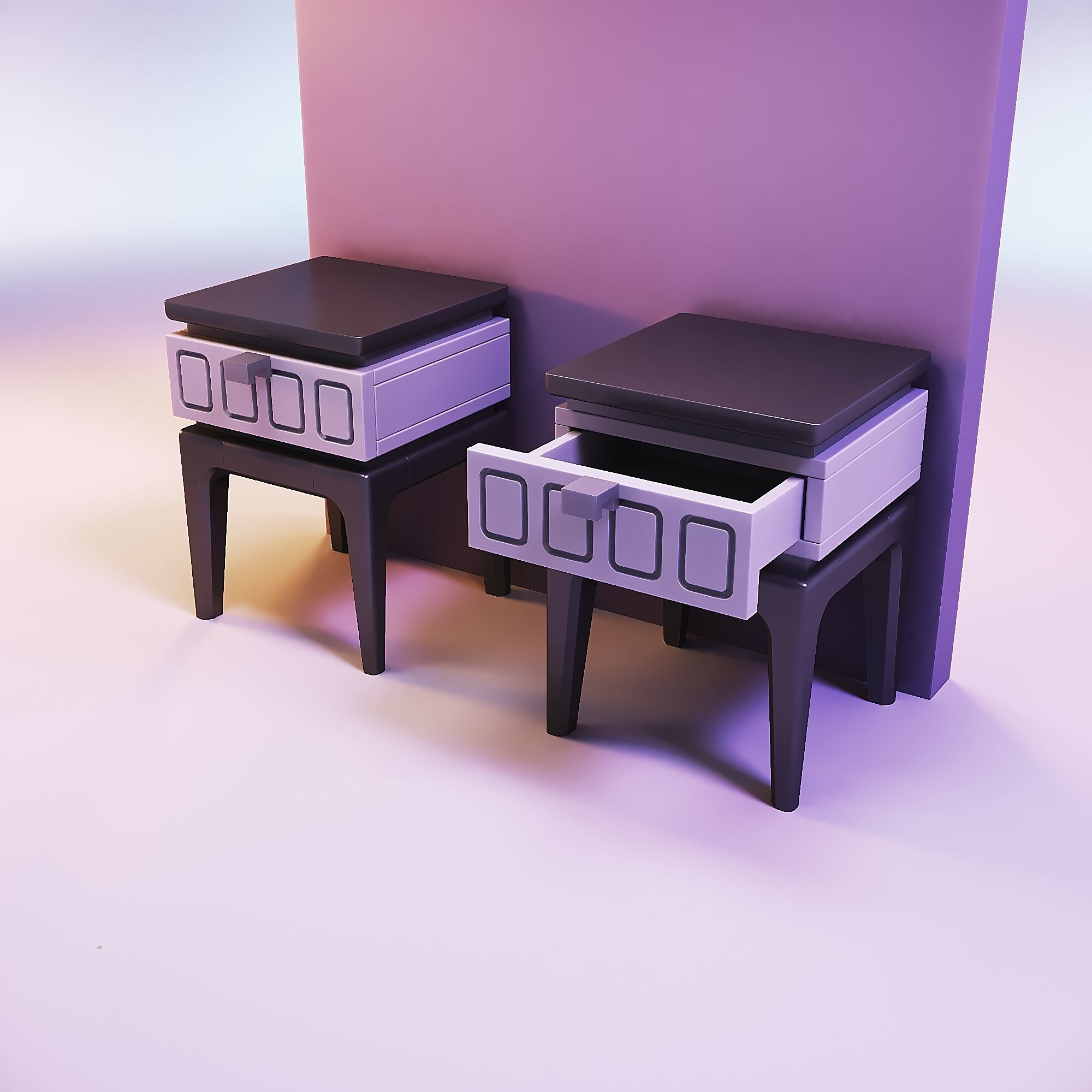 Miniature dollhouse furniture bedside table 3D print model_1