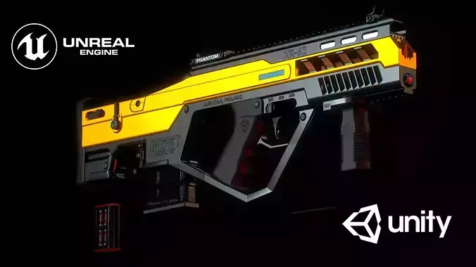 XR-62 Bullpup Railgun Low-poly 3D model