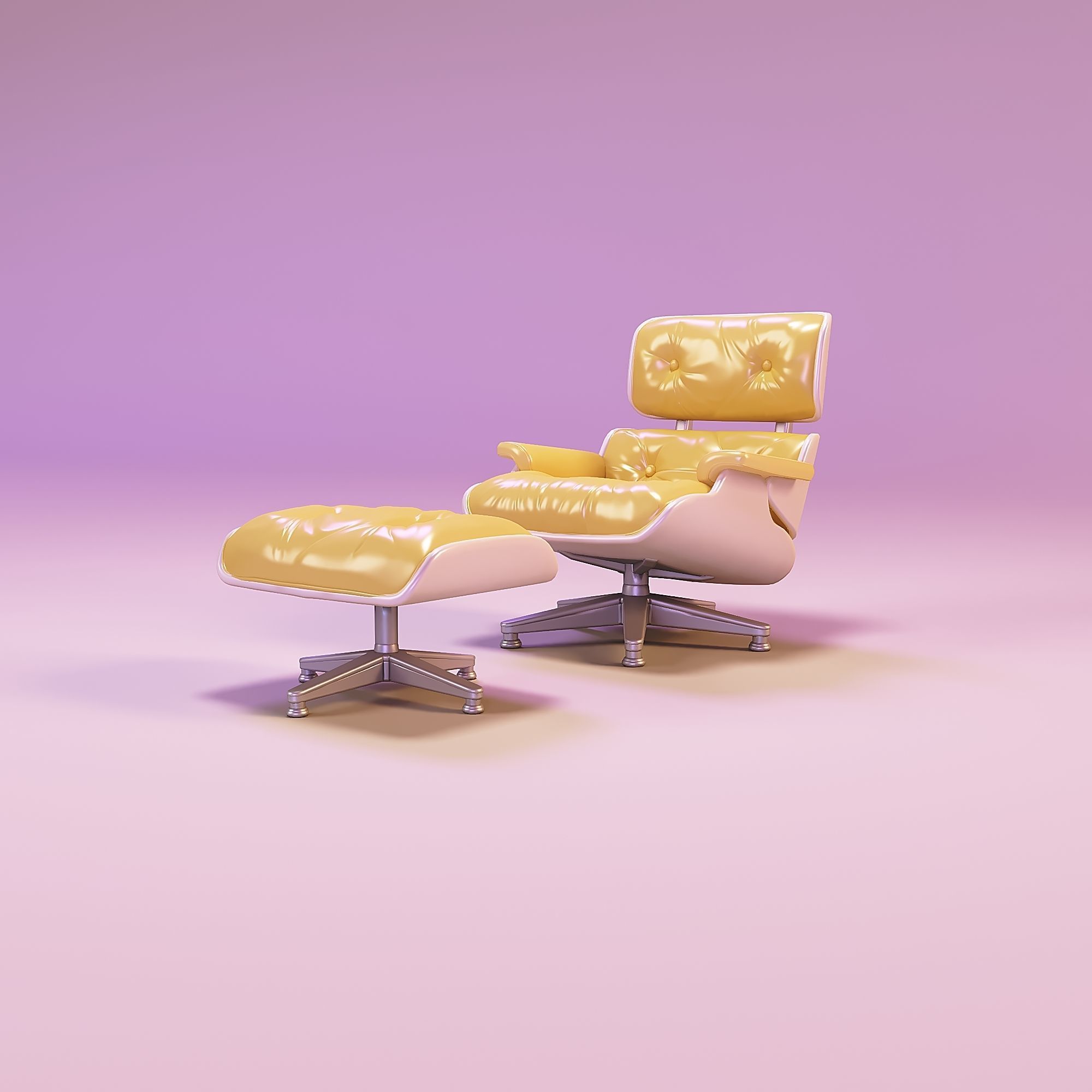 Miniature dollhouse furniture armchair with footrest 3D print model_1