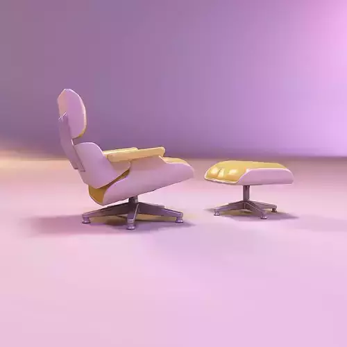 Miniature dollhouse furniture armchair with footrest 3D print model