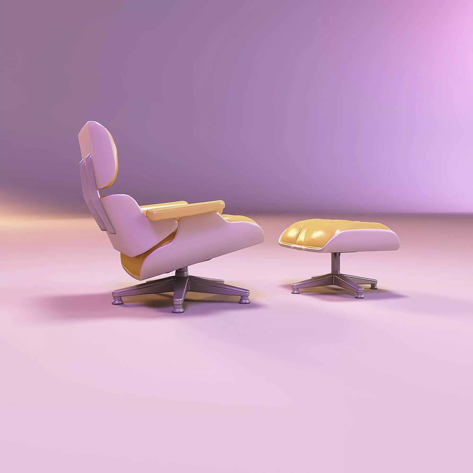 Miniature dollhouse furniture armchair with footrest 3D print model_0