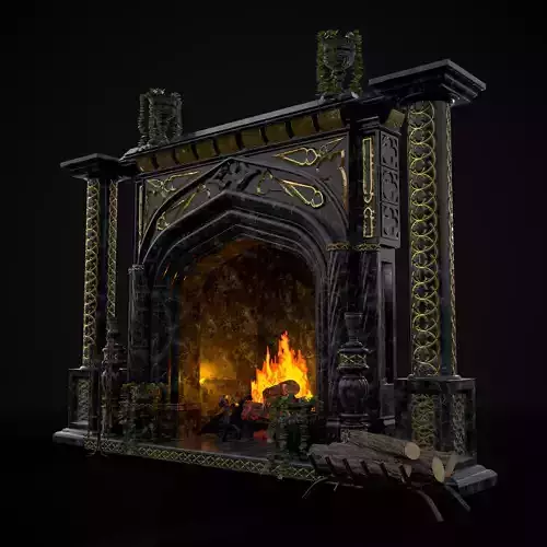 Regal Marble Fire Place Low-poly 3D model