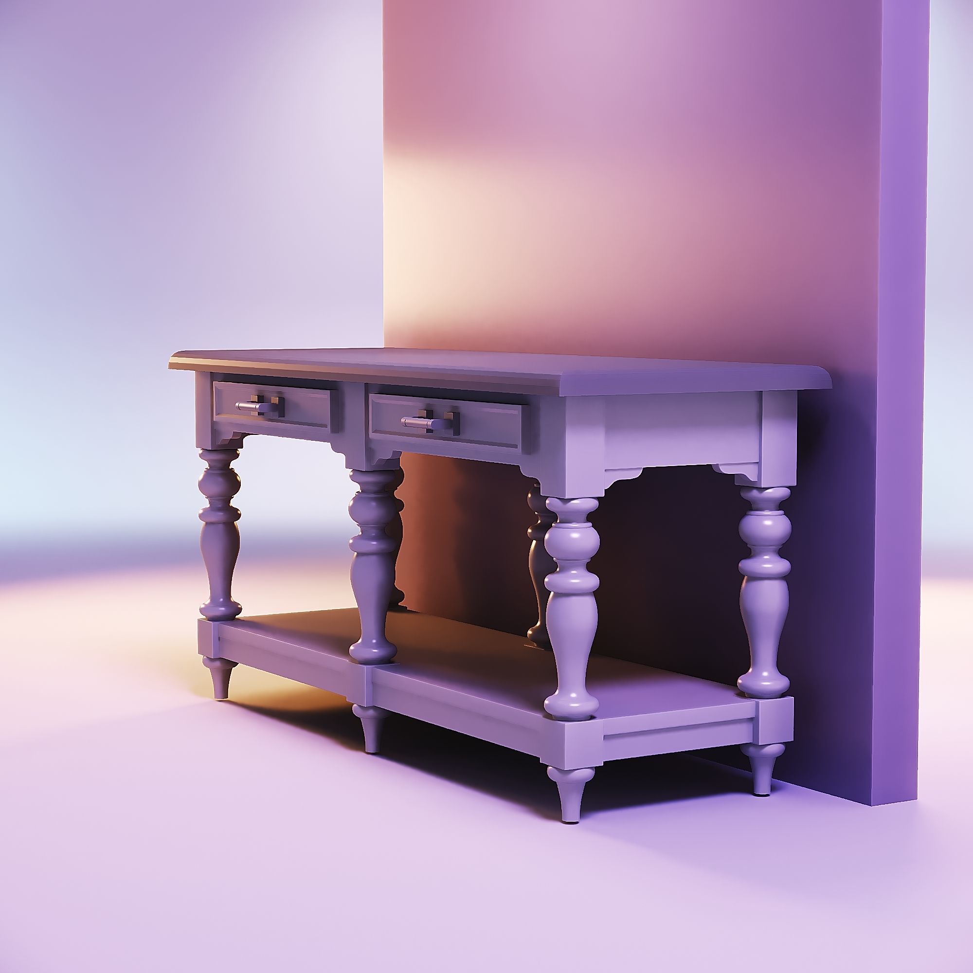 Miniature dollhouse furniture vintage console table 3D print model_1