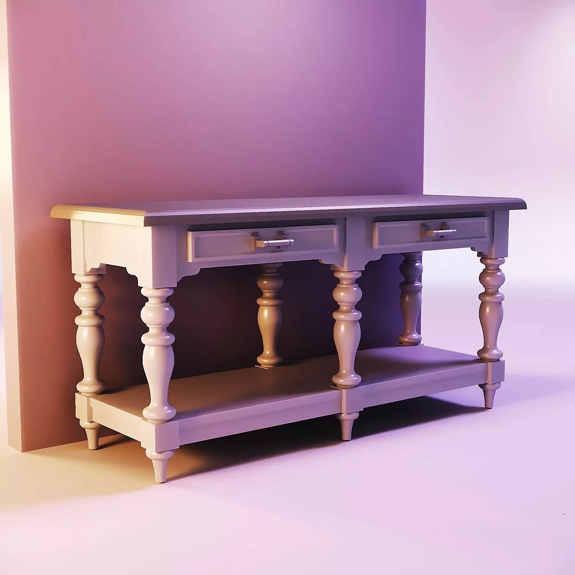 Miniature dollhouse furniture vintage console table 3D print model_0