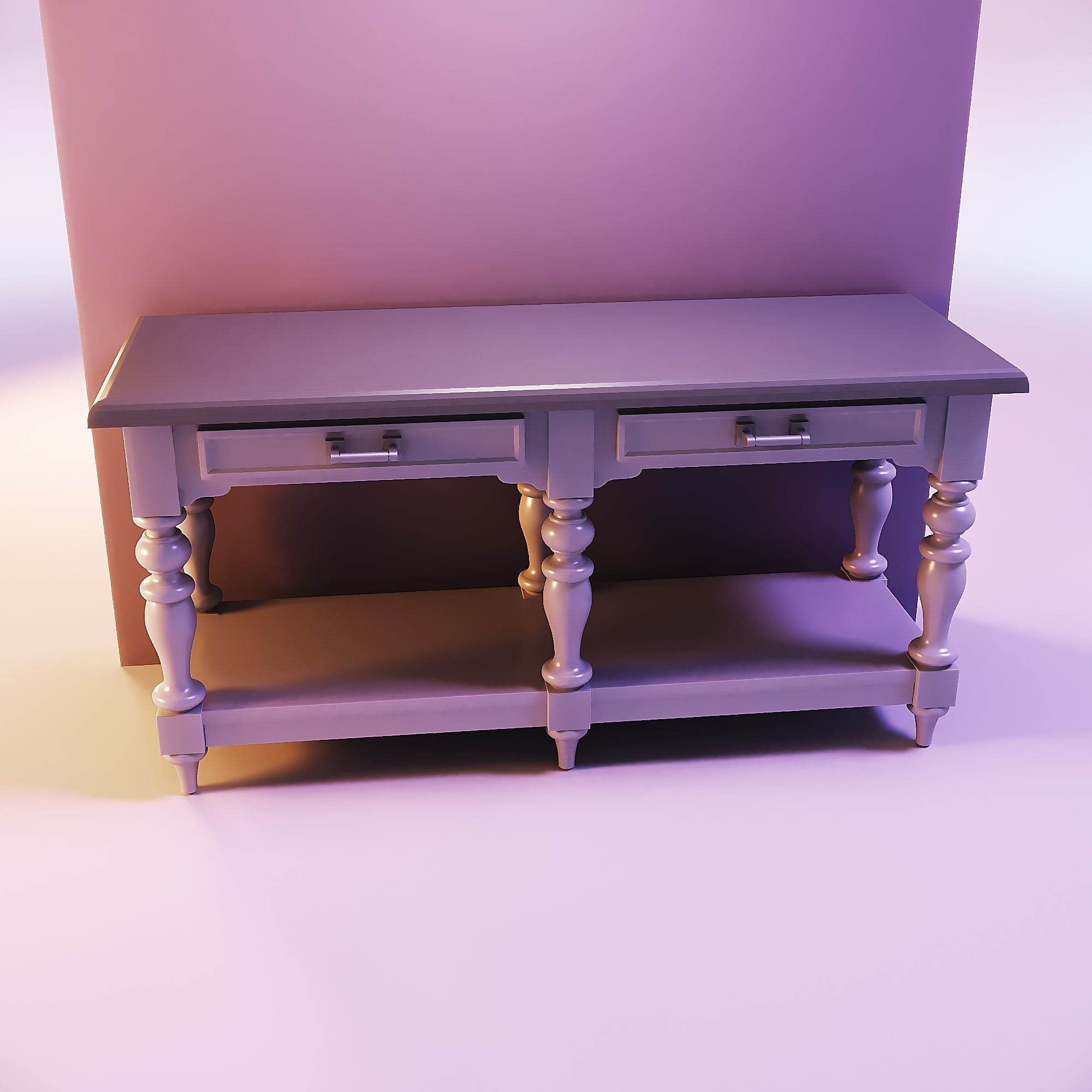 Miniature dollhouse furniture vintage console table 3D print model_2
