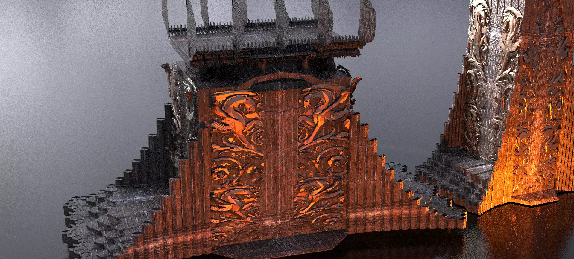 Norse Gods Engraved Dark Tower bridge 3D model_0
