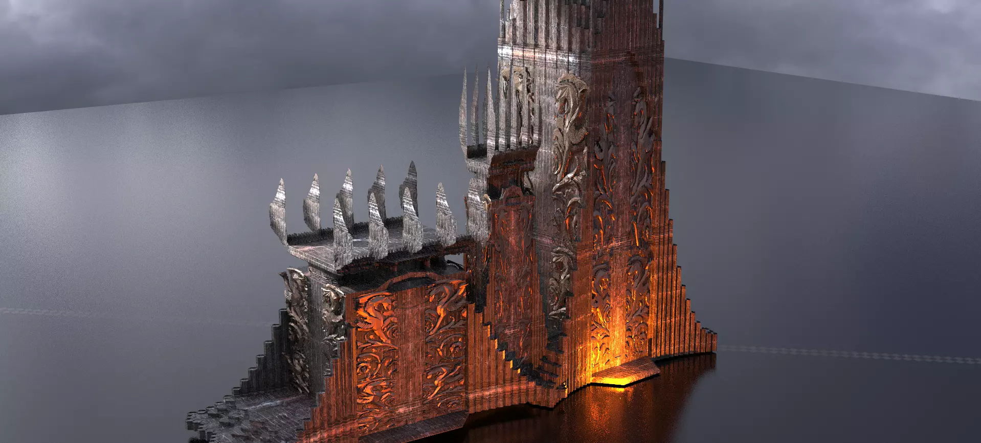 Norse Gods Engraved Dark Tower bridge 3 models 3D model_0