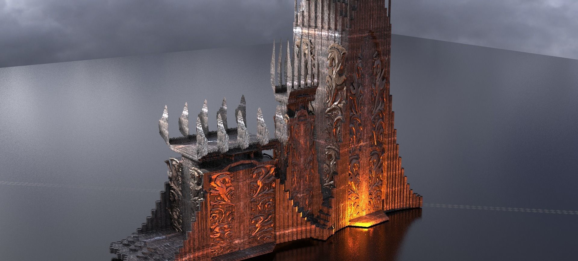 Norse Gods Engraved Dark Tower bridge 3 models 3D model_1