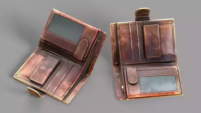 Wallet scratched Leather