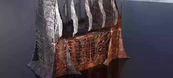 Norse Gods Engraved Dark Tower Gate Wall  3D model