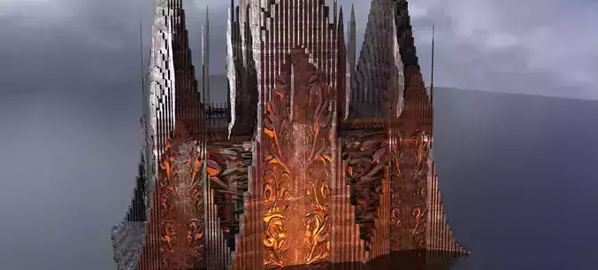 Norse Gods Engraved Dark Tower Fort 3D model