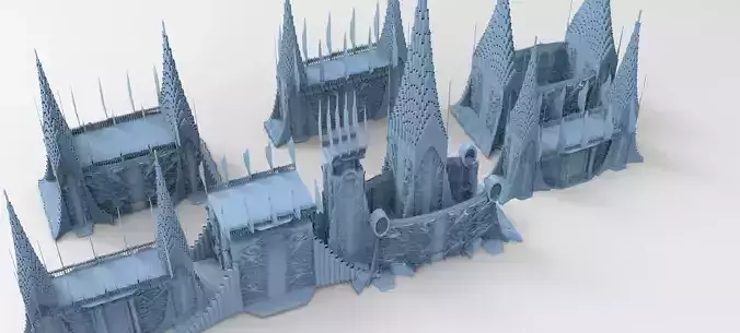 Norse Gods Engraved Monolith Fortress Kitbash  3D model