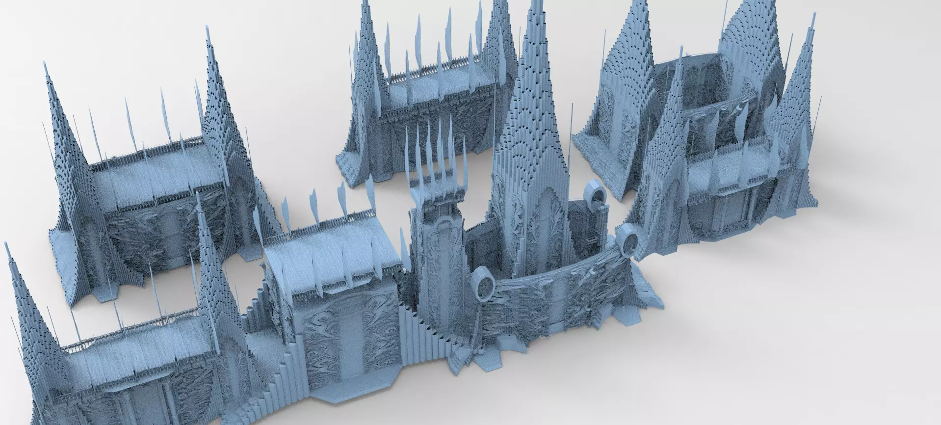 Norse Gods Engraved Monolith Fortress Kitbash  3D model_0