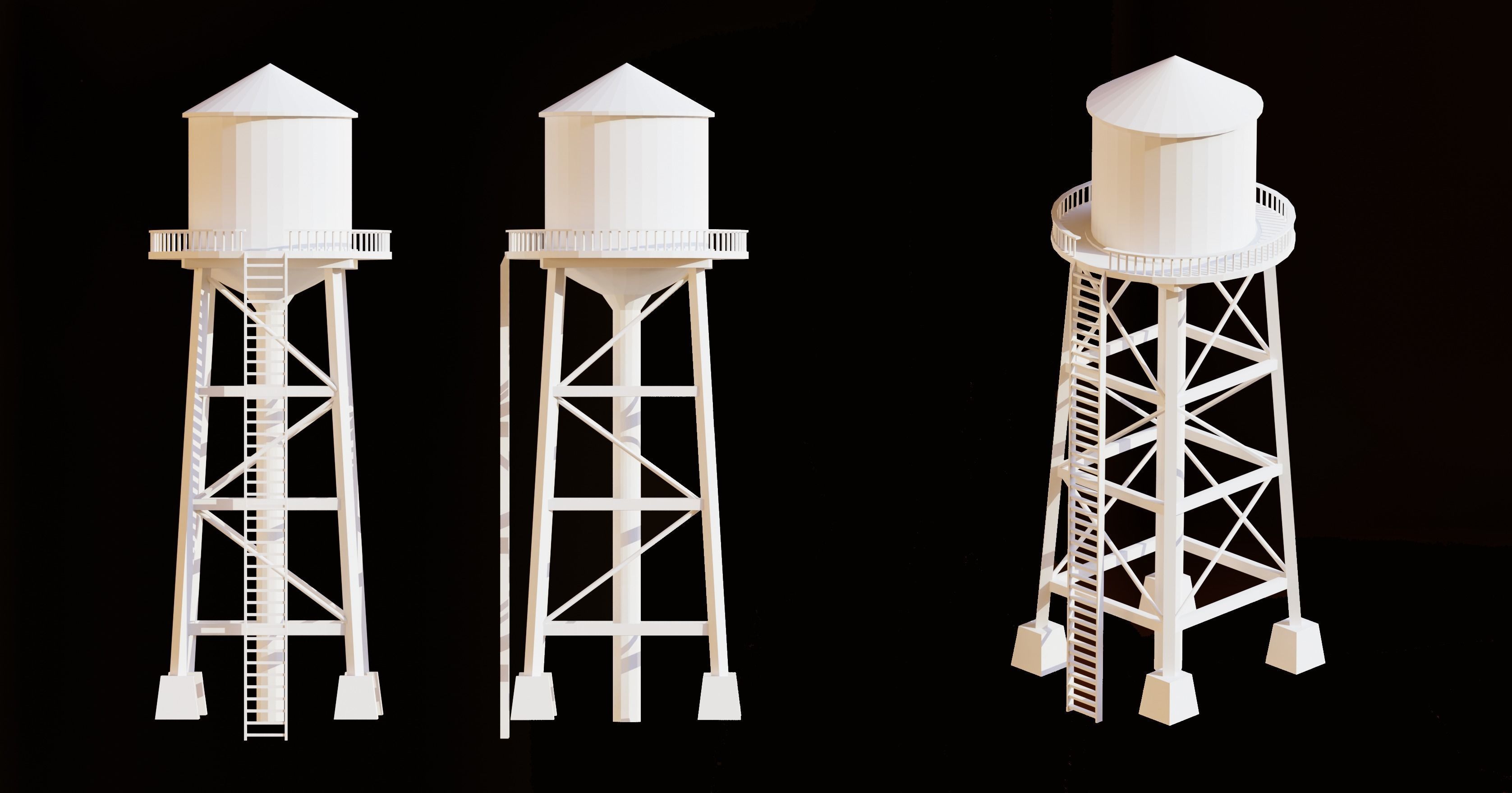 Low Poly Water Tower Free low-poly 3D model_1