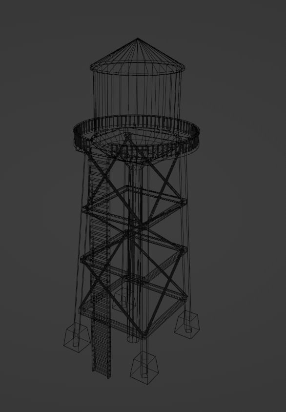 Low Poly Water Tower Free low-poly 3D model_7