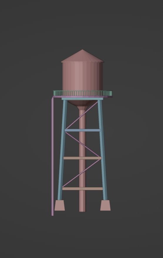 Low Poly Water Tower Free low-poly 3D model_3