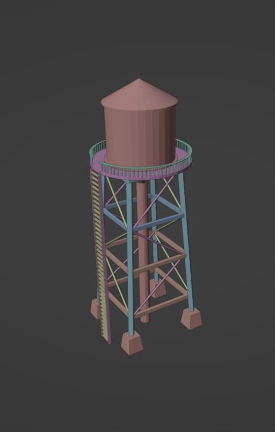 Low Poly Water Tower Free low-poly 3D model_4