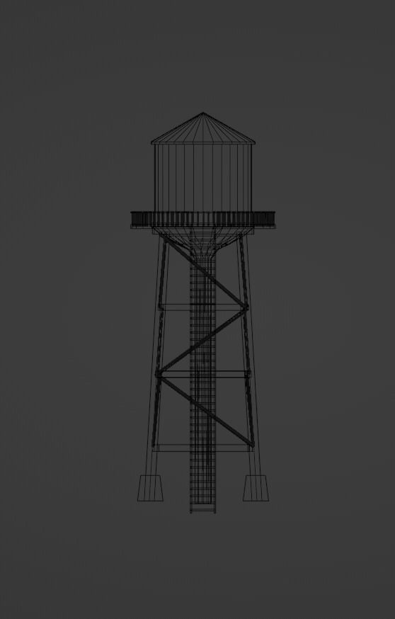 Low Poly Water Tower Free low-poly 3D model_6