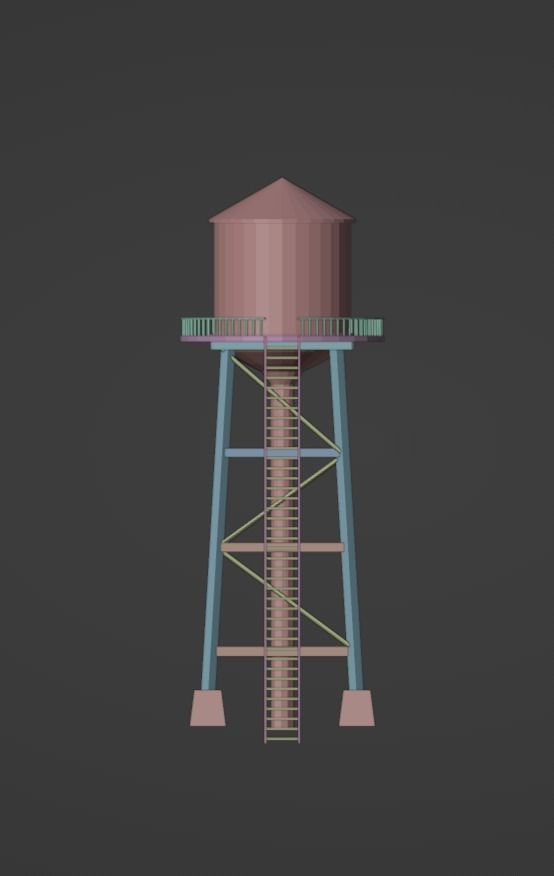 Low Poly Water Tower Free low-poly 3D model_2
