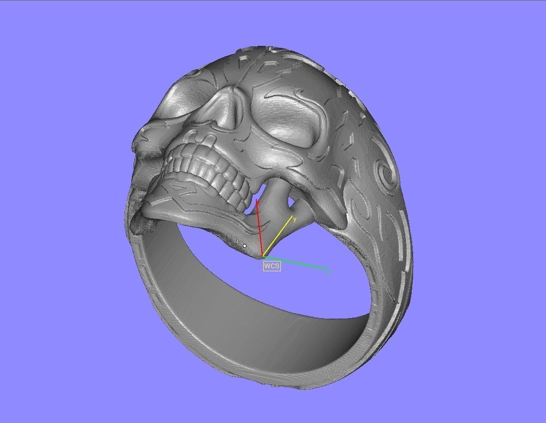 Skull Engraving Ring for Men 3D print model_13